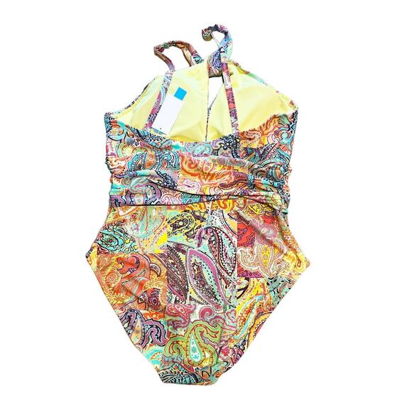 BLEU ROD BEATTIE One Piece Swimsuit Halter Paisley Multicolor Plus 14 NWT - Picture 8 of 8